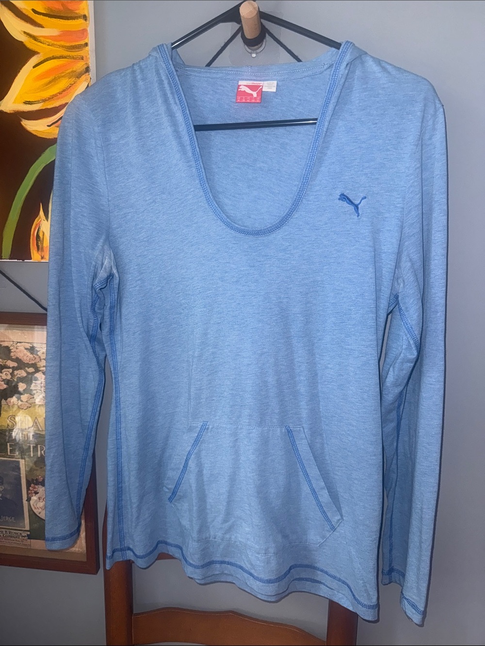 Puma Light Blue Long Sleeve Hoodie Sweatshirt